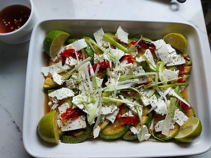 tenacious wee bees_ recipe_courgettes _served_with_chilli_honey